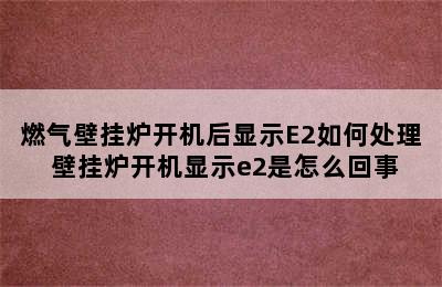 燃气壁挂炉开机后显示E2如何处理 壁挂炉开机显示e2是怎么回事